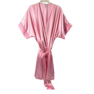 Secret Treasures Kimono Robe Womens Plus 3XL Pink Satin Wrap Lounge Cover Up NWT